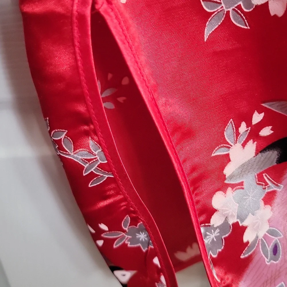 Wudiemi Chinese Peacock Sleeveless Dress Mandarin Collar Red Pink Size 8/10